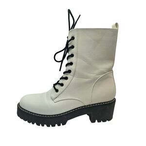 Unionbay White Rumble Combat Boots with Black Laces